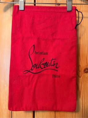 Christian Louboutin Red Velvet Dust Bag Shoe Bag Drawstring Authentic 14x9